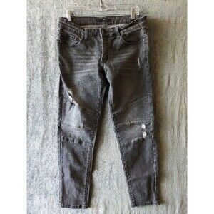 KanCan Jeans womens 11/29 Wynne Low Rise Skinny Black Wash Distressed Moto